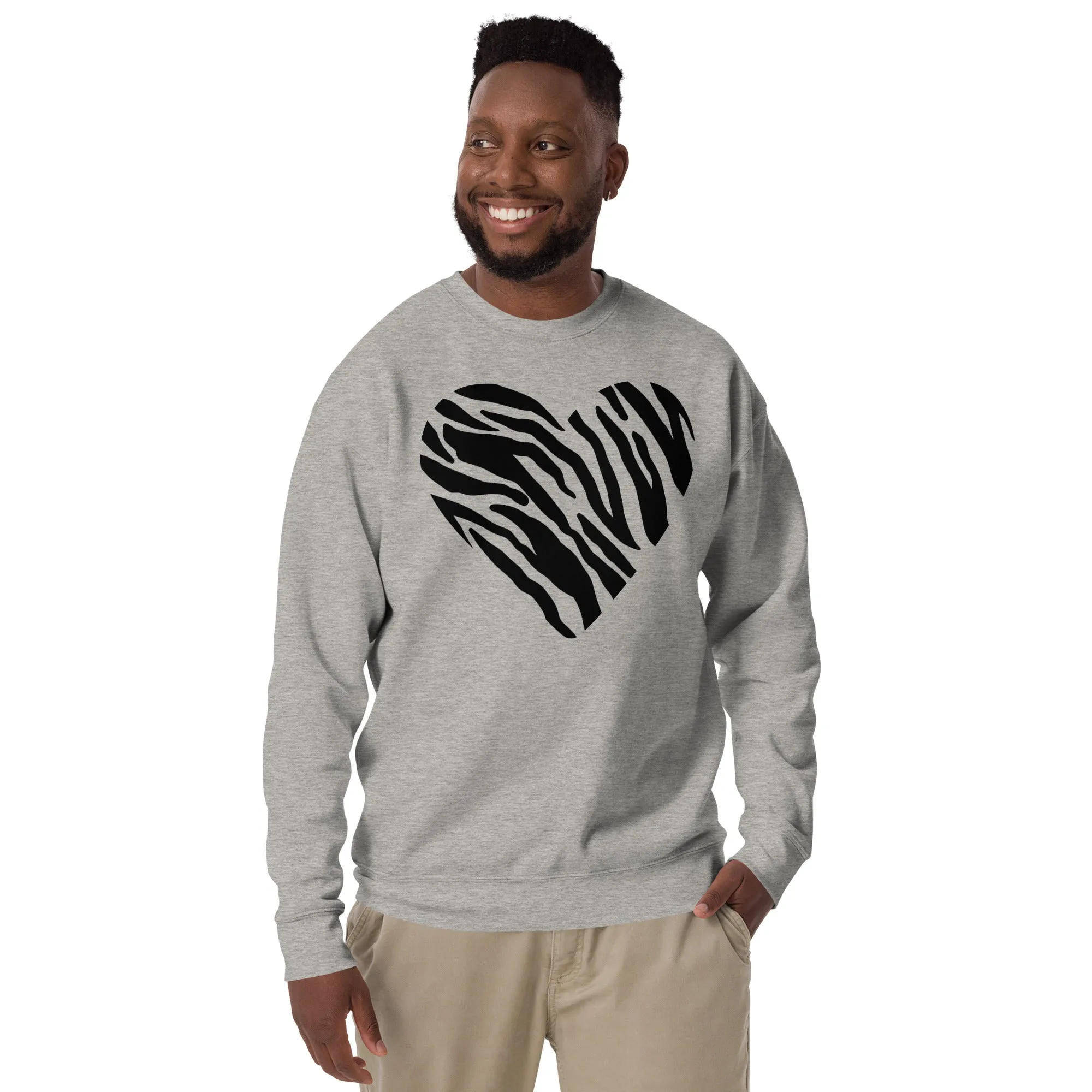 Animal Print Heart Unisex Premium Sweatshirt, lioness-love