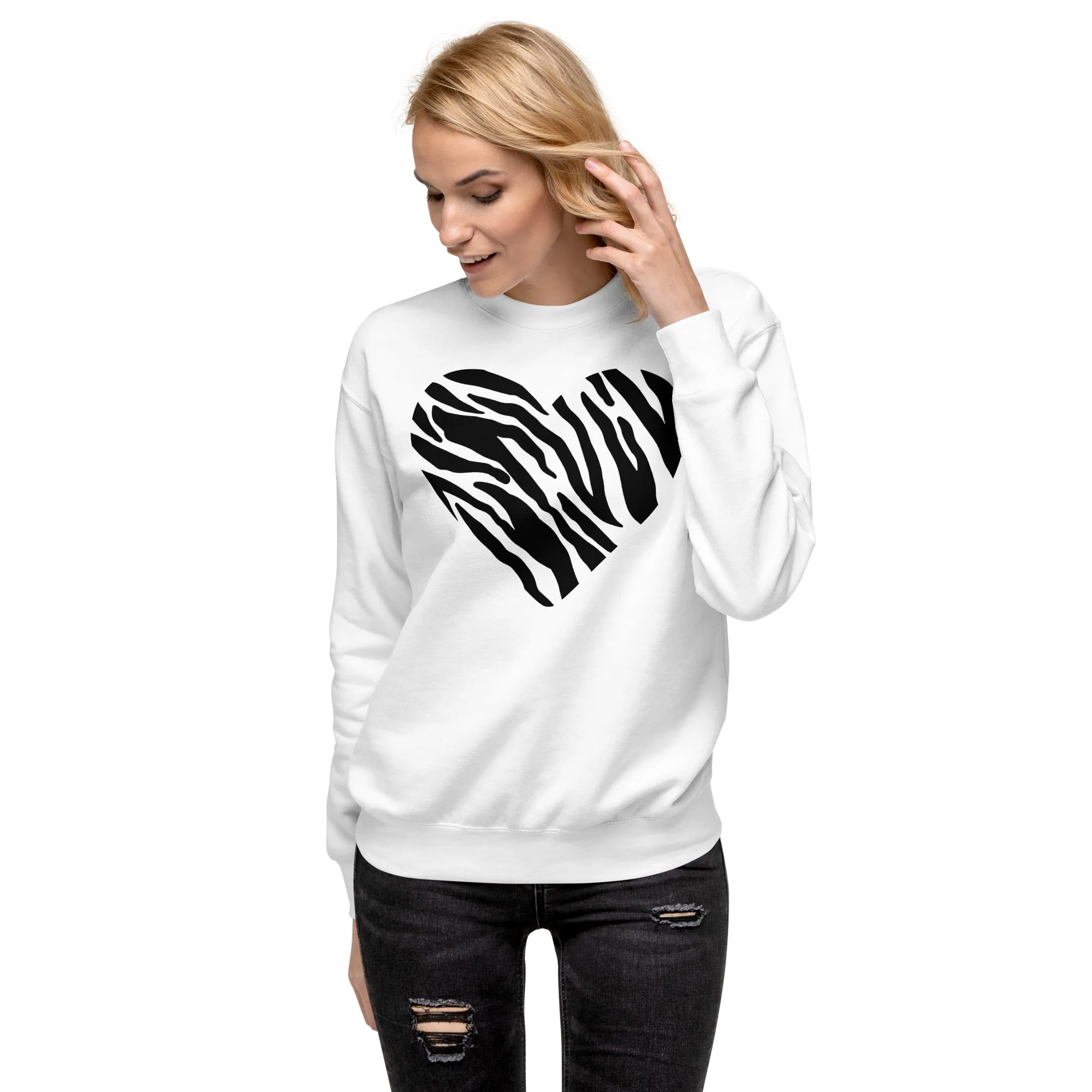 Animal Print Heart Unisex Premium Sweatshirt, lioness-love