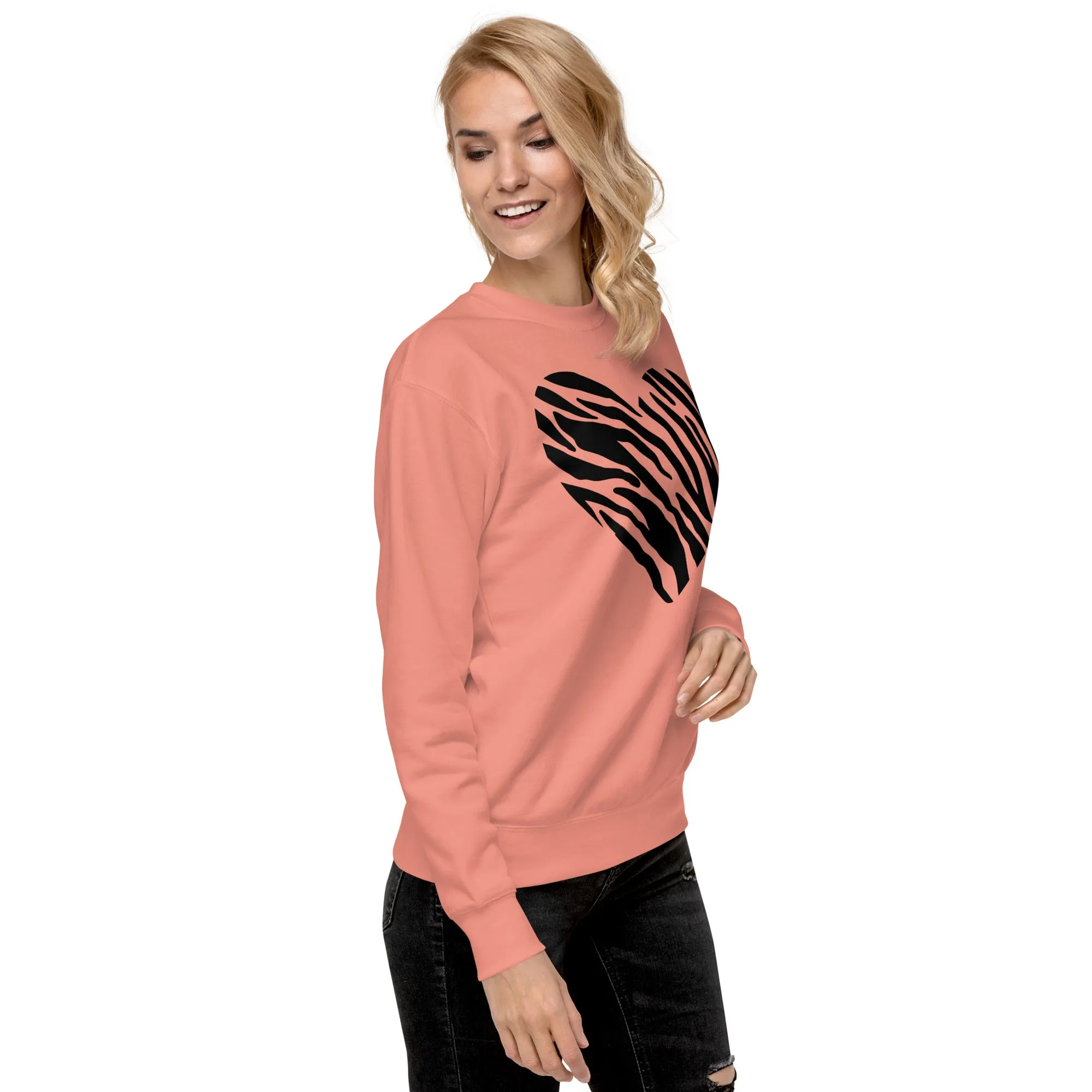 Animal Print Heart Unisex Premium Sweatshirt, lioness-love