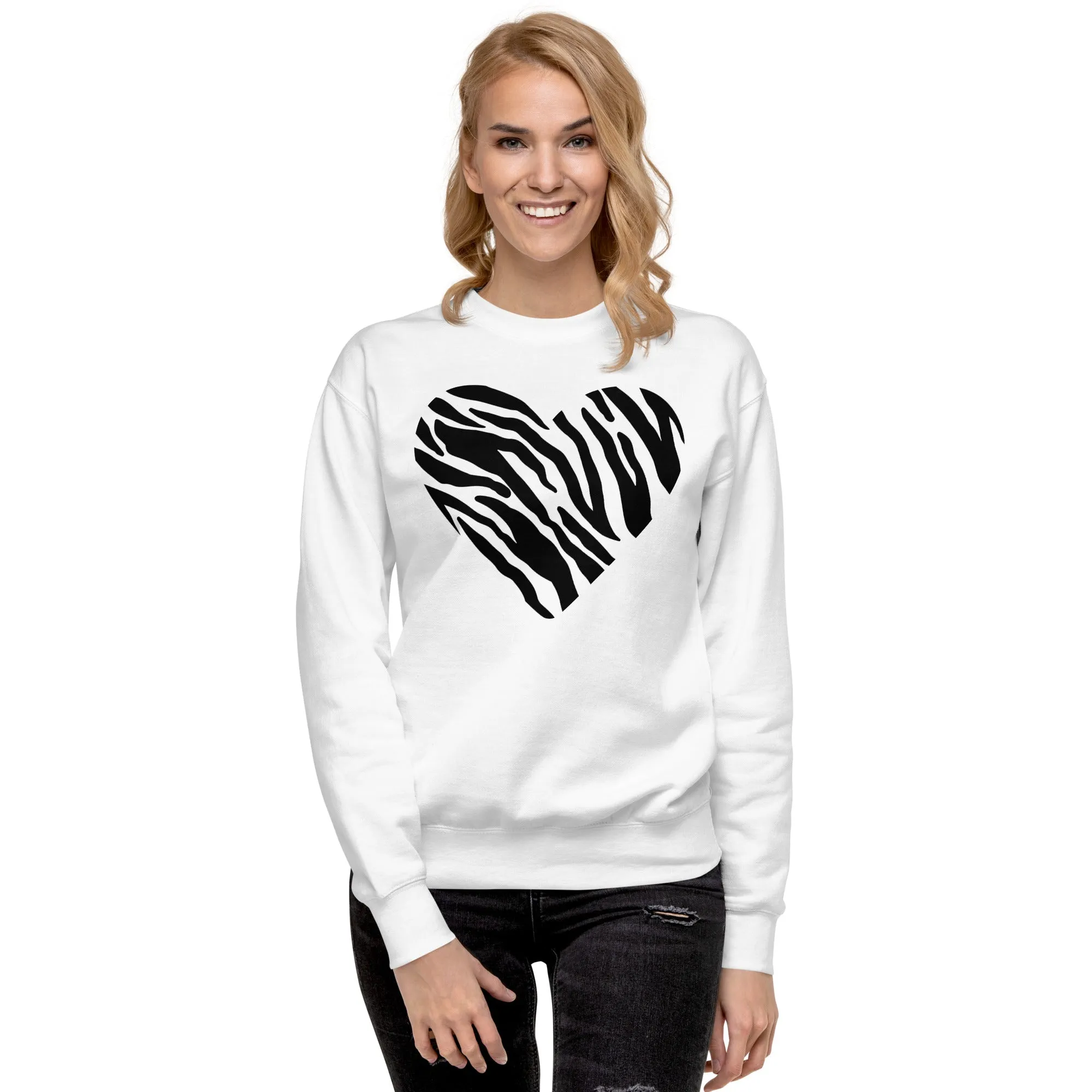 Animal Print Heart Unisex Premium Sweatshirt, lioness-love