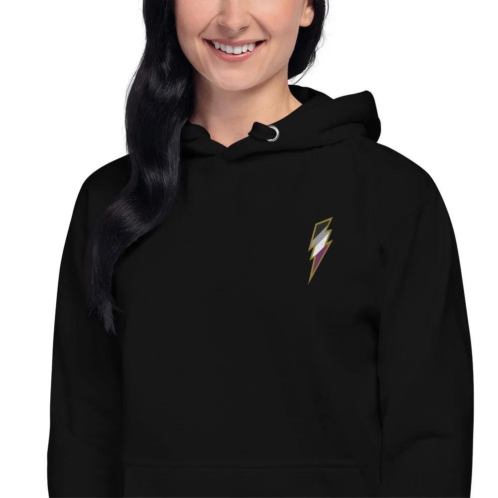 Asexual Pride Lightning Embroidered Hoodie