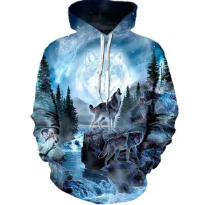 Autumn and Winter 3D Printed Wolf Sweatshirt Hoodie