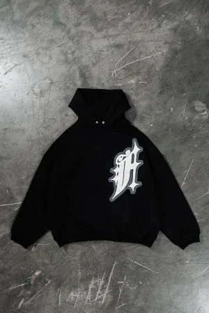 BIG F BLACK SNAP BUTTON HOODIE