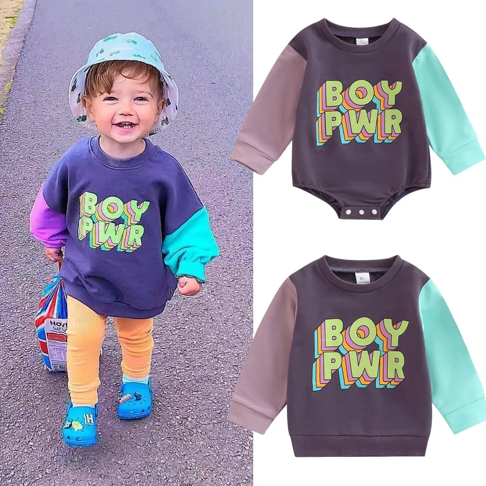 'Boy Pwr' Long Sleeve Sweatshirt, 9m-4T