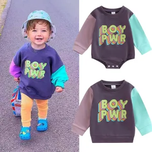 'Boy Pwr' Long Sleeve Sweatshirt, 9m-4T