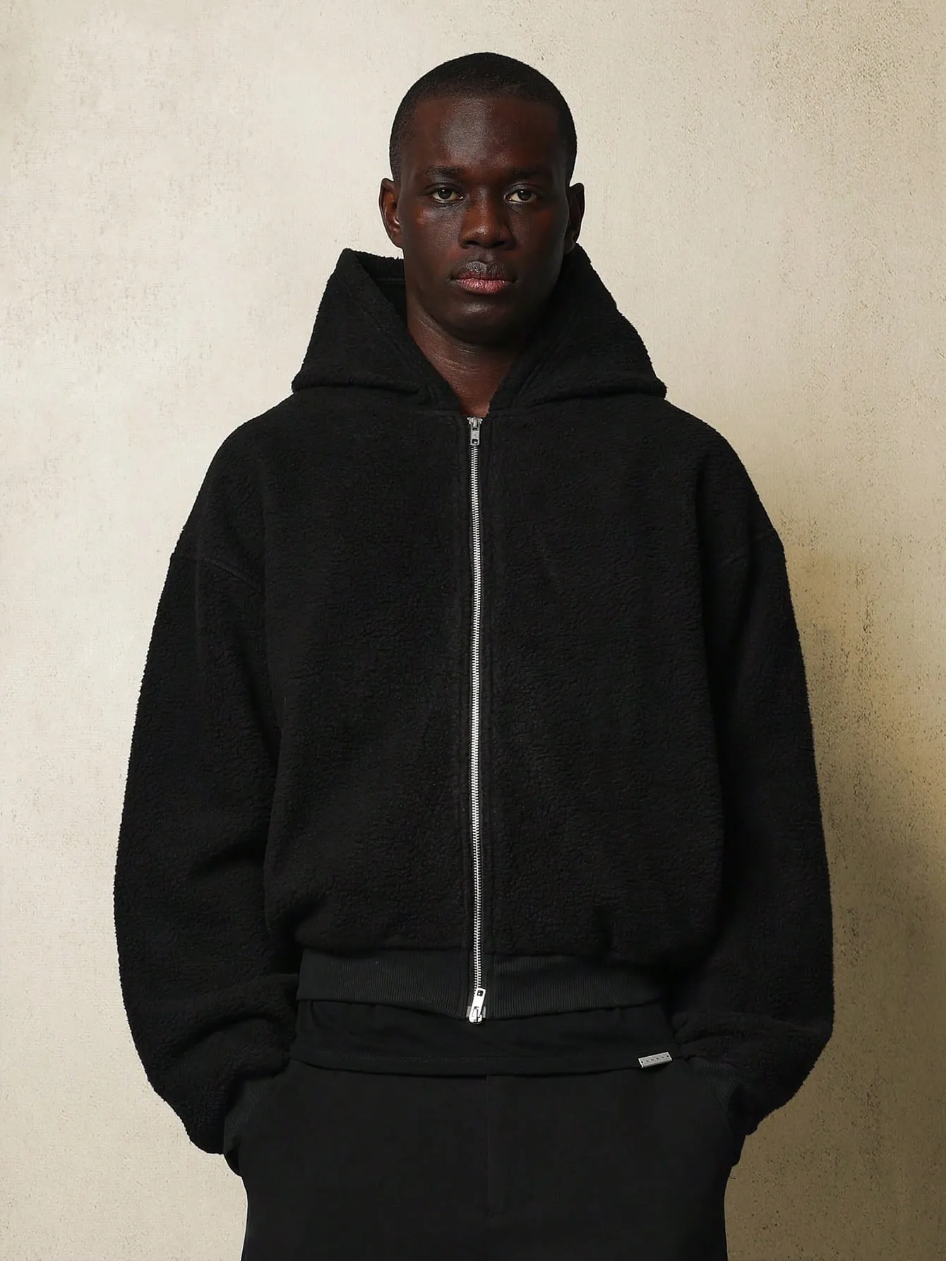 Crop Fit Borg Zip-Up Essential Hoodie