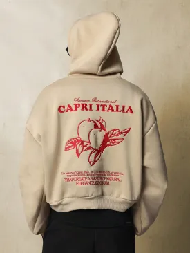 Crop Overhead Hoodie With Embroidery