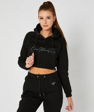 Crop Pullover Hoodie Black