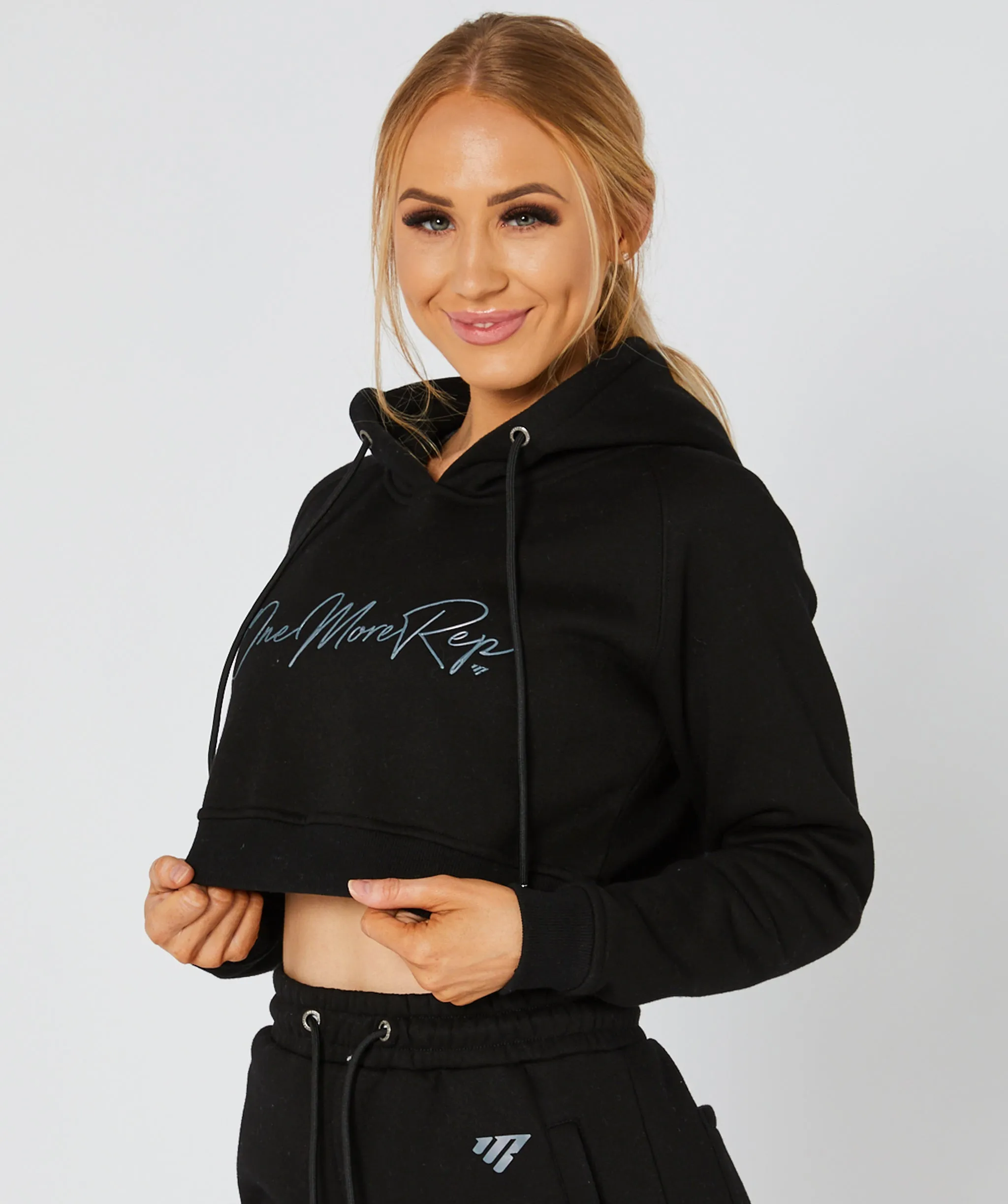 Crop Pullover Hoodie Black