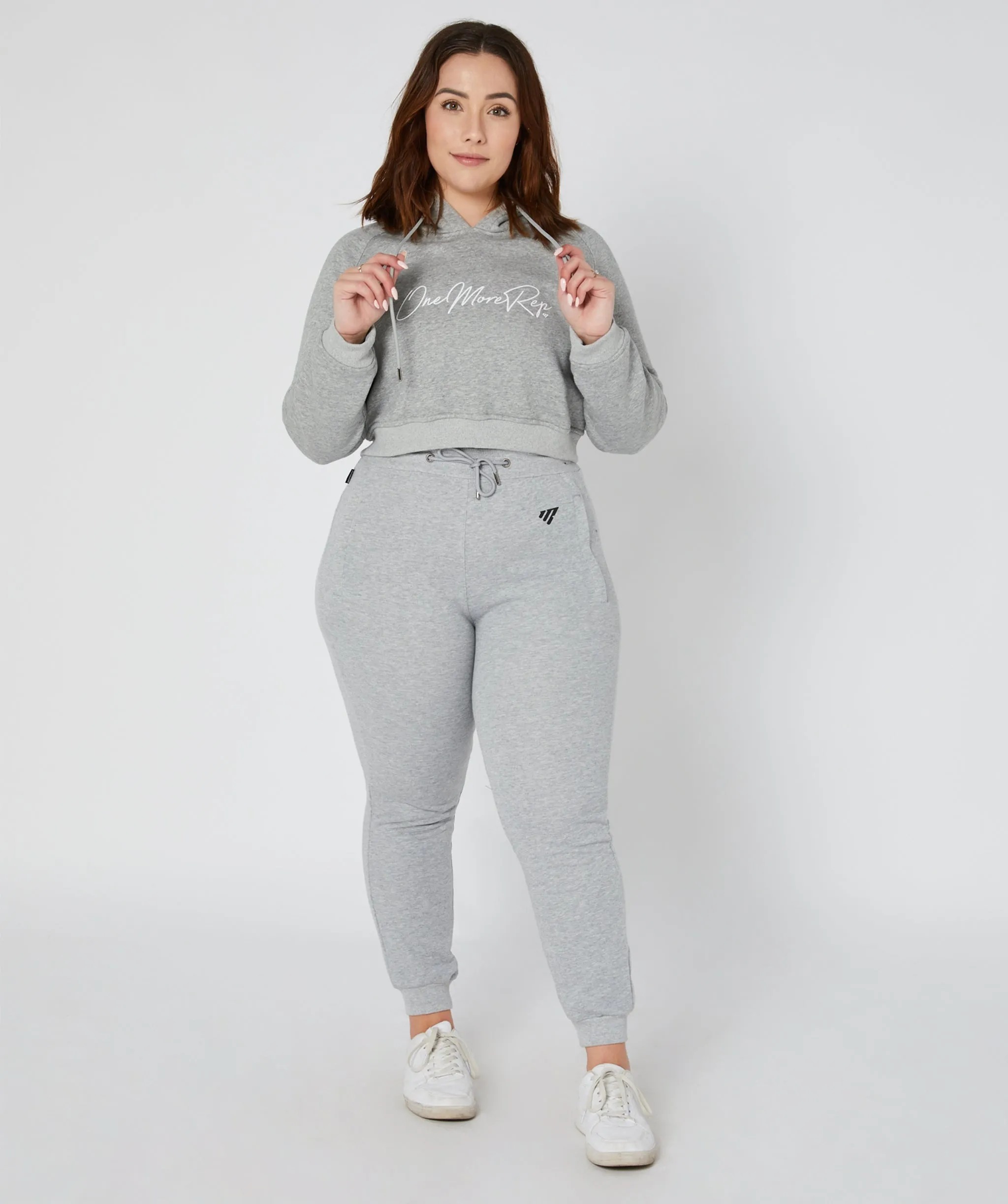 Crop Pullover Hoodie Grey