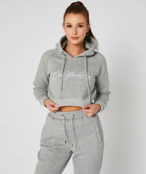 Crop Pullover Hoodie Grey