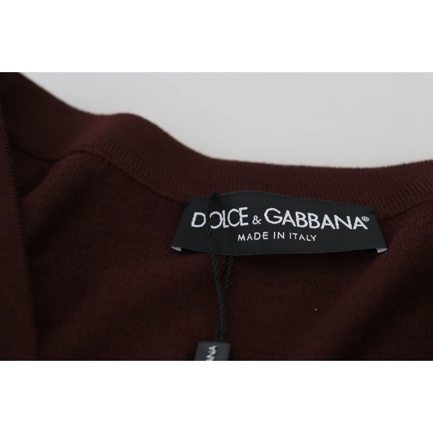 Dolce & Gabbana Chic Maroon V-Neck Wool Cardigan