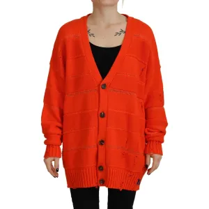 Dsquared² Orange Cotton Knitted Buttoned Cardigan Sweater