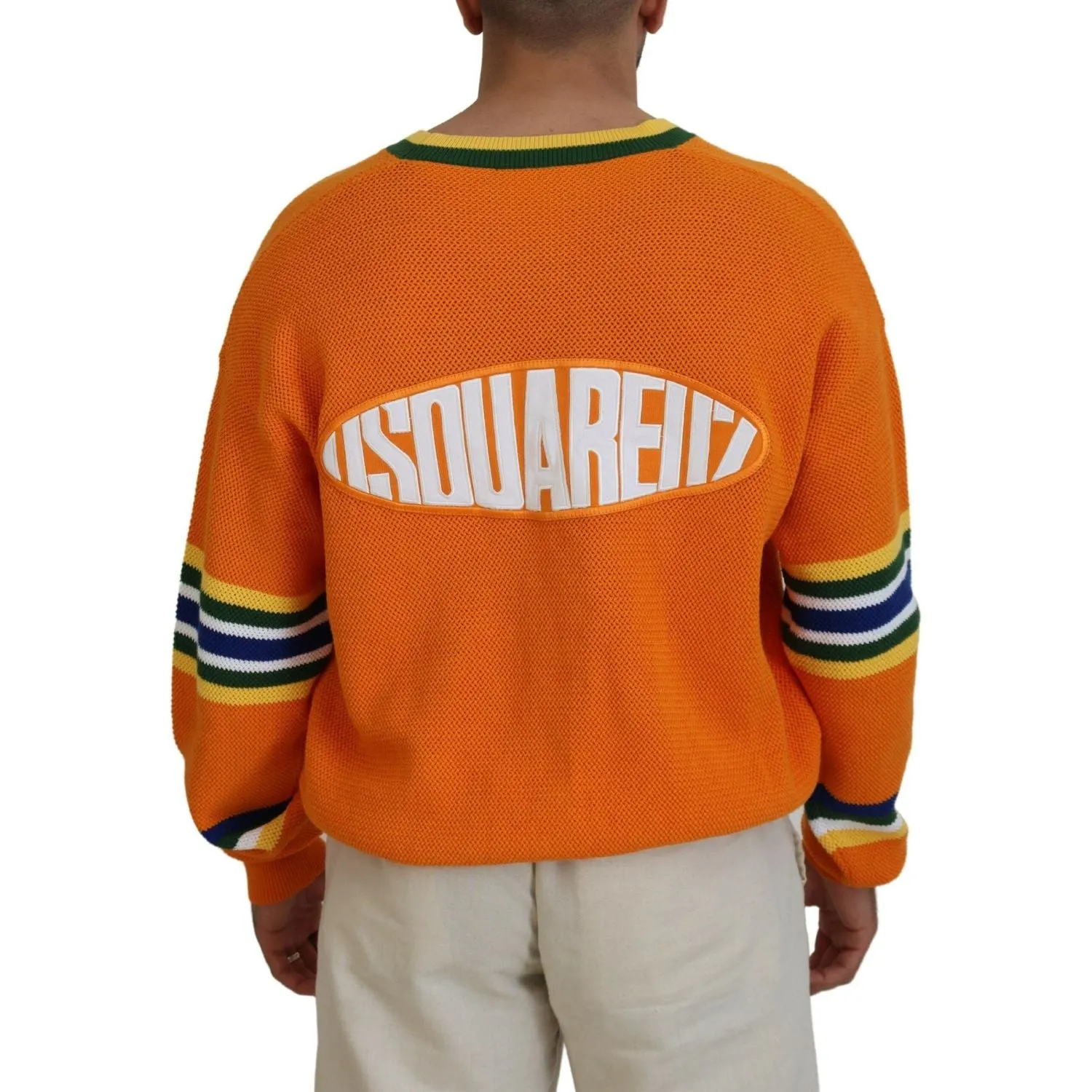 Dsquared² Orange Cotton Long Sleeves Men Cardigan Sweater