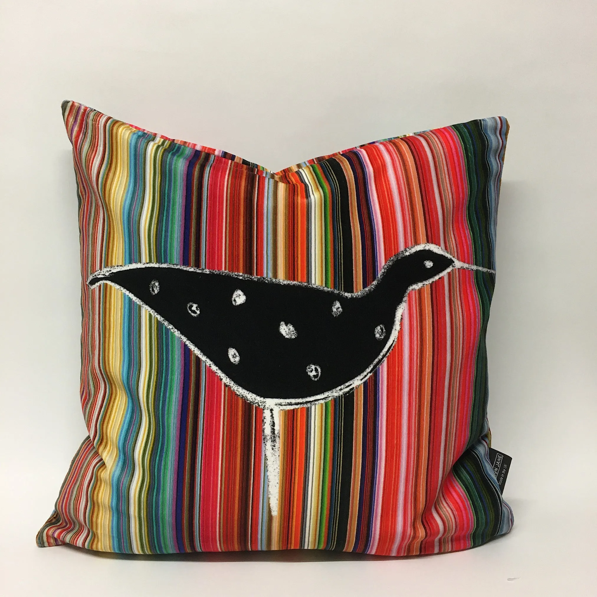 Ducks In A Row Velvet Cushion - White