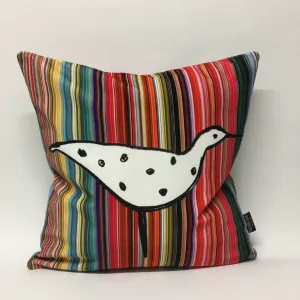 Ducks In A Row Velvet Cushion - White