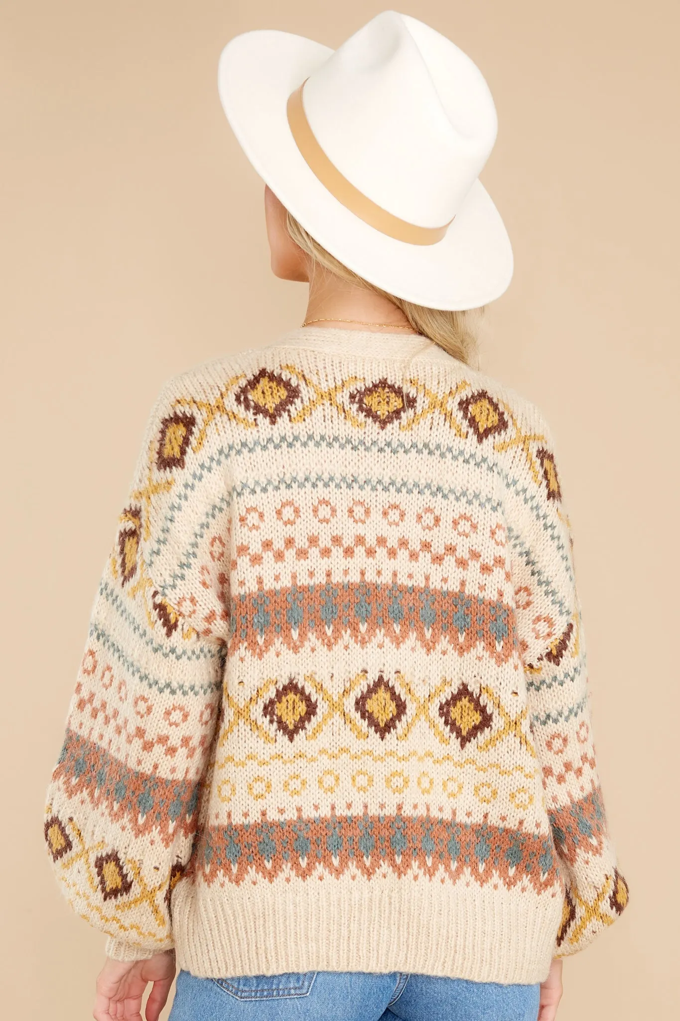 Fireside Memories Beige Multi Print Cardigan