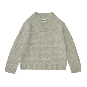 FUB V-NECK SWEATER - LIGHT BEIGE MELANGE