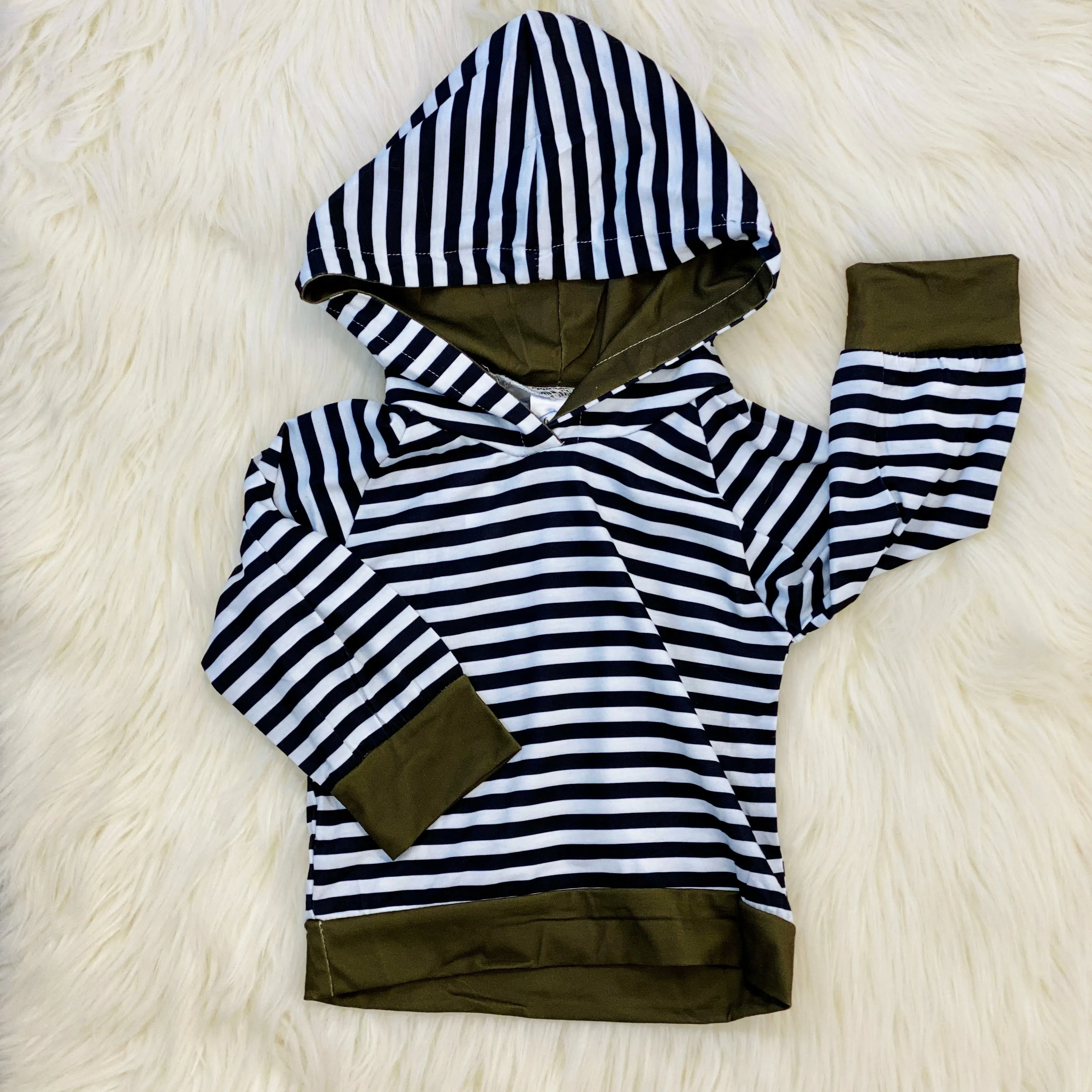 Green & Striped Hoodie