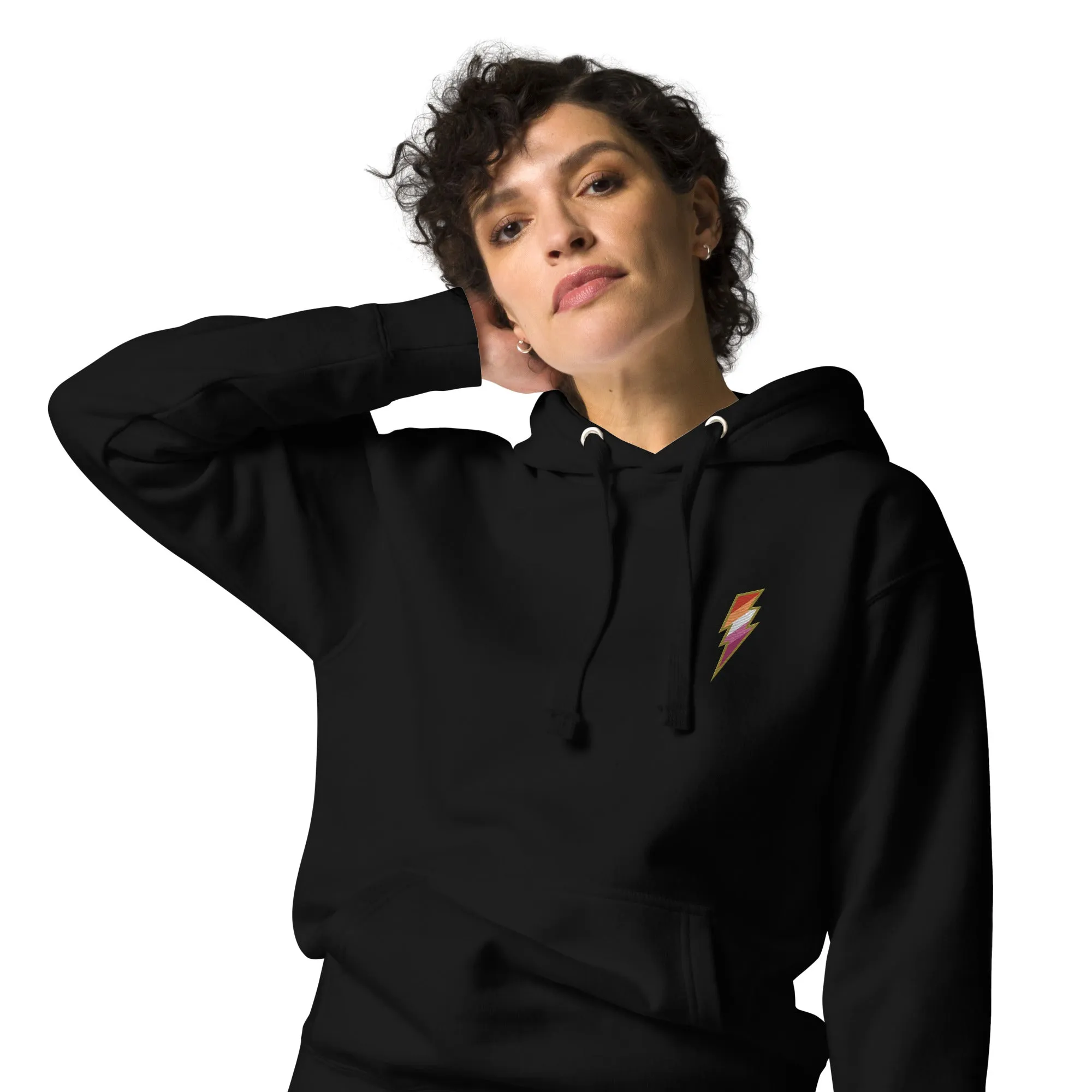 Lesbian Pride Lightning Embroidered Hoodie