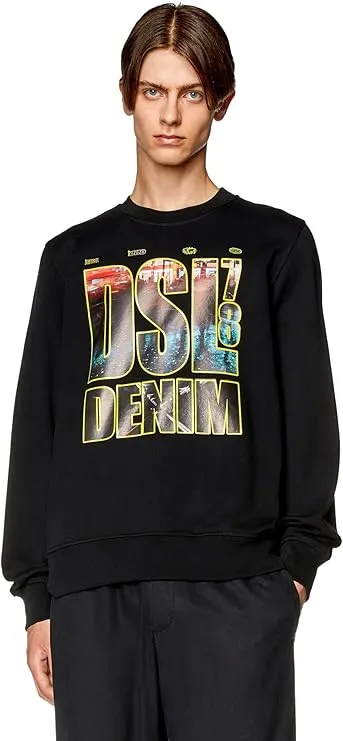 Men's Sweatshirt Pullover Print (Black) - DA110750JFAV001