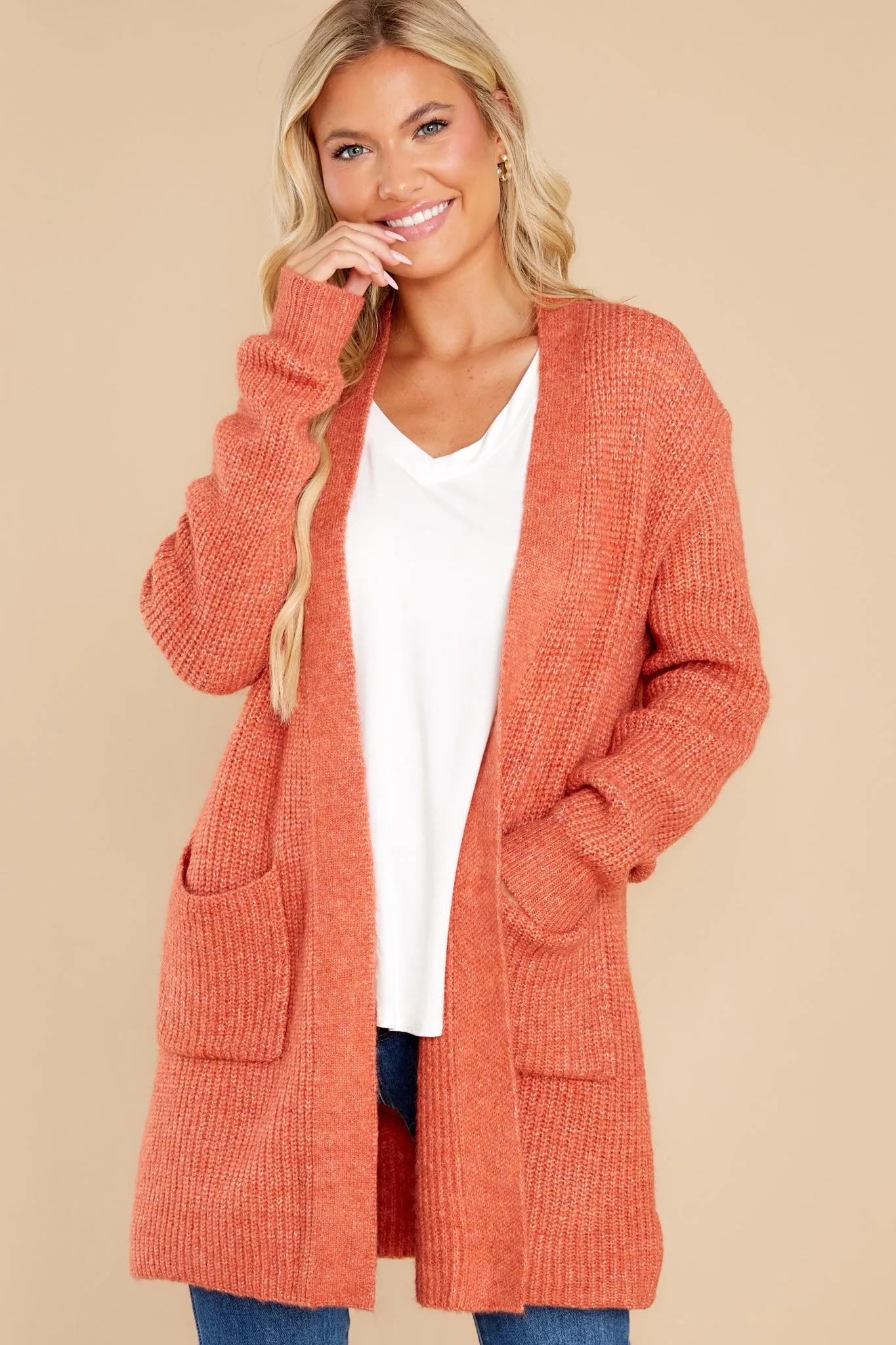 My Cozy Side Red Orange Cardigan