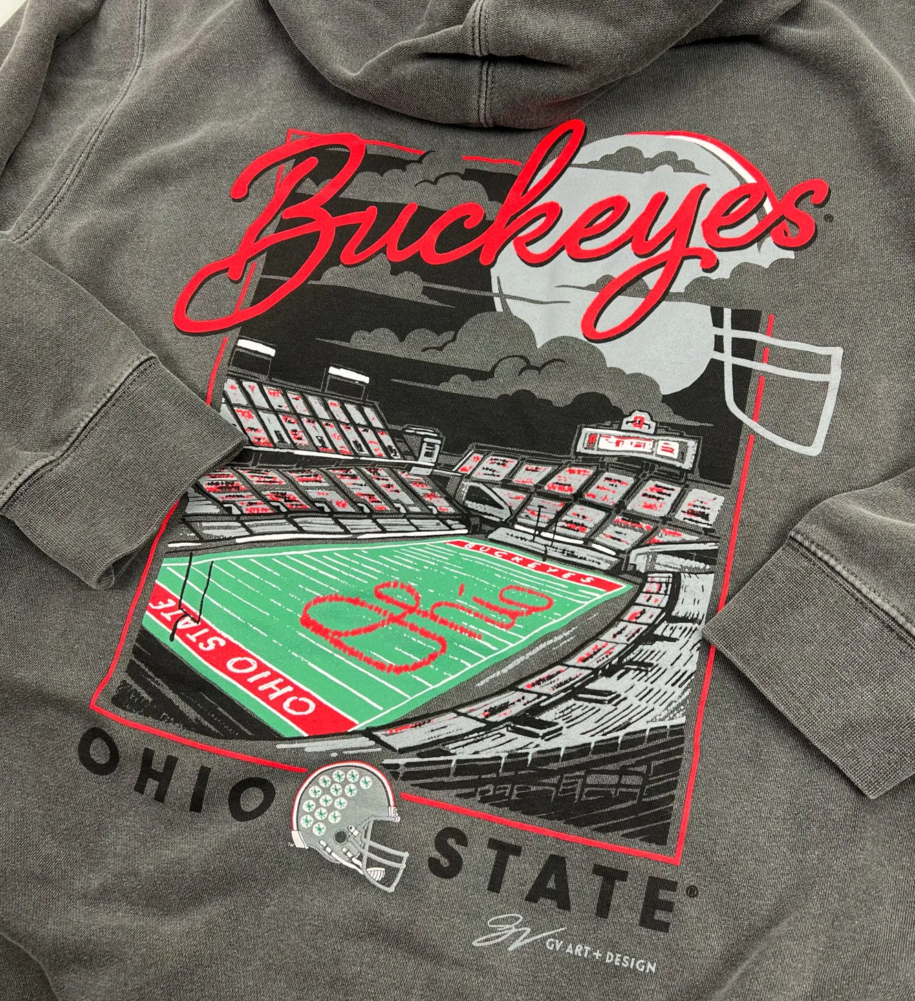 Ohio State Buckeyes Script Night Scene Hooded Sweatshirt