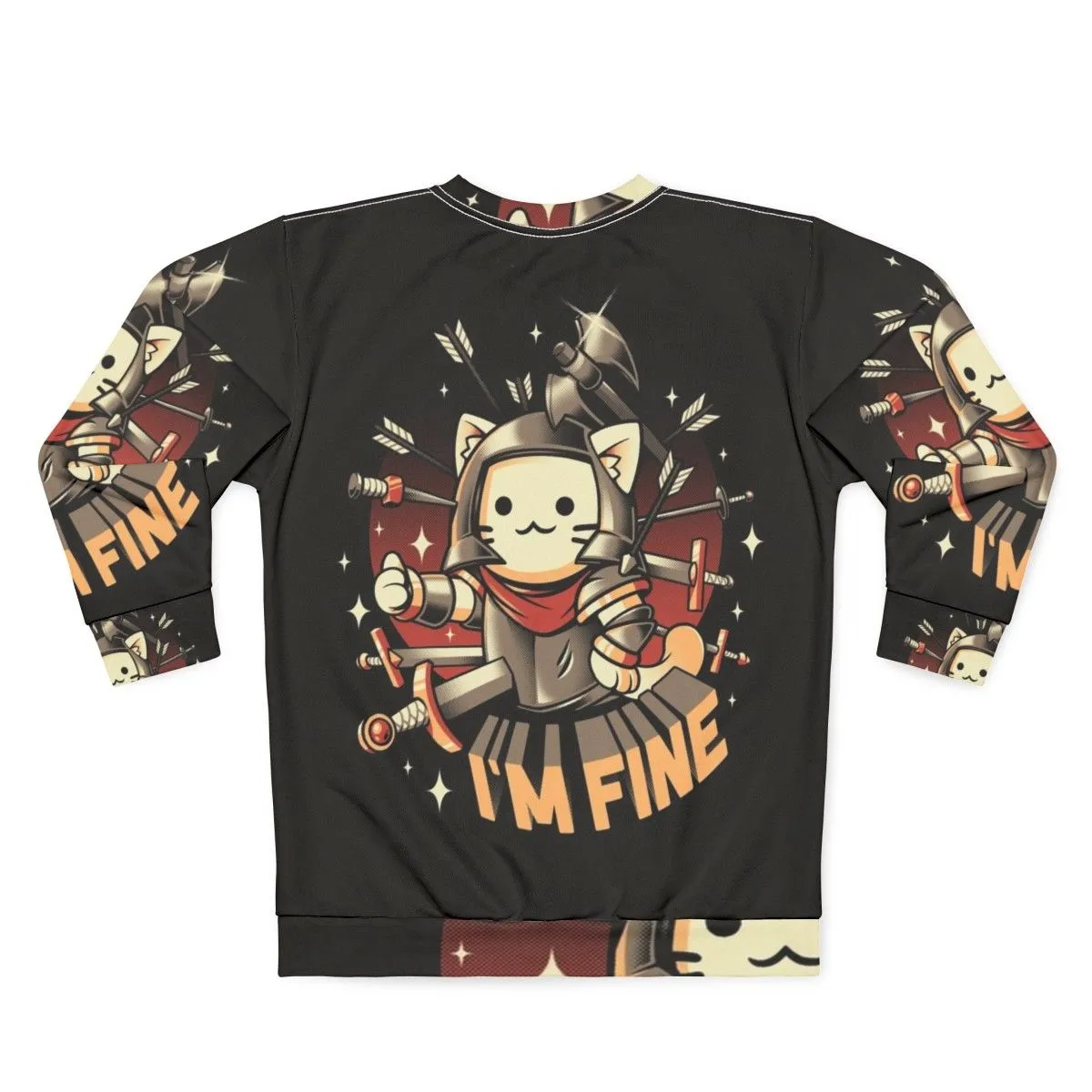 "I'm Fine Cat Sweatshirt - Medieval Knight Inspired Cute Kawaii Apparel"