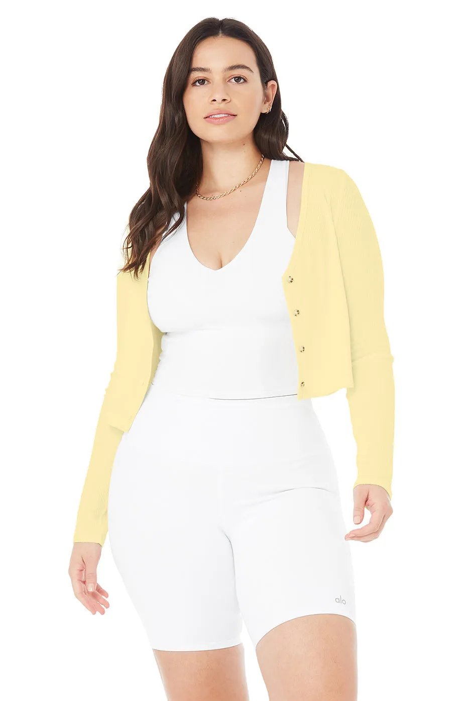 Ribbed Cropped Whisper Cardigan - Buttercup