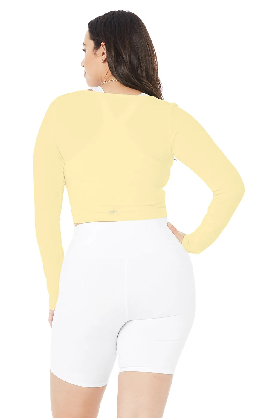 Ribbed Cropped Whisper Cardigan - Buttercup