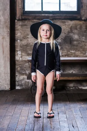 rock your baby - black lucille - l/s one-piece bathers