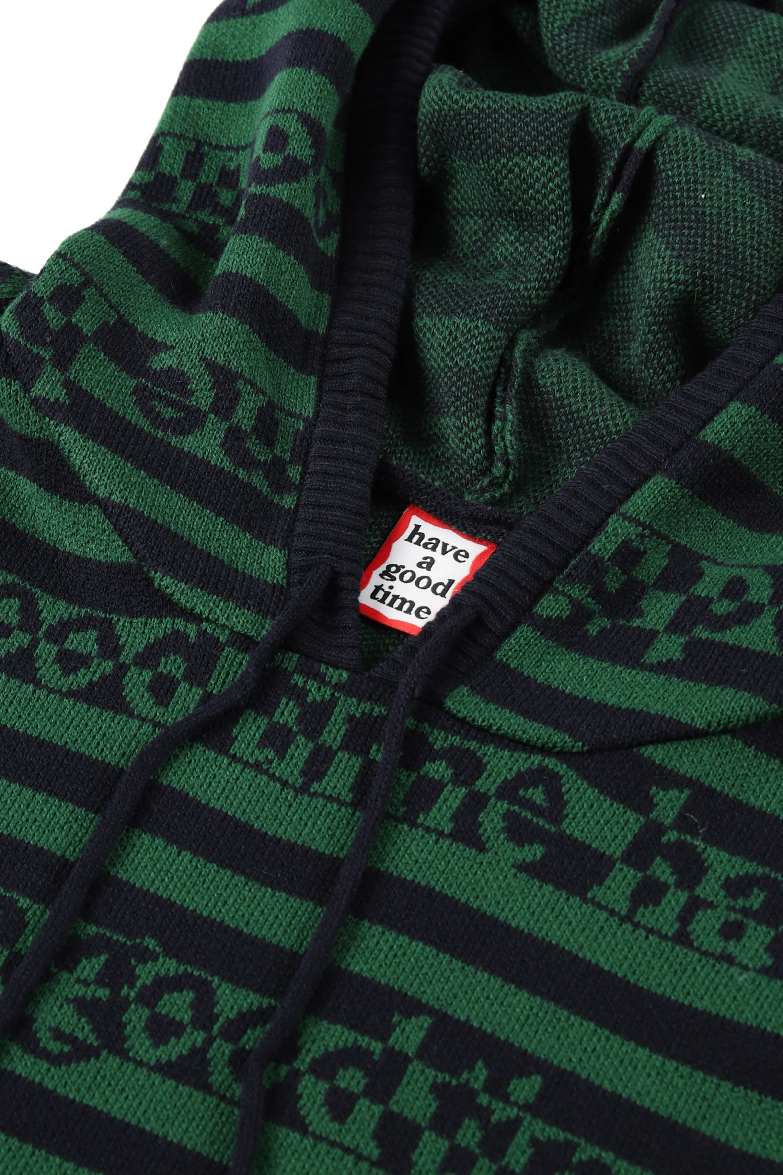 SIDE LOGO STRIPED-KNIT HOODIE BLUE/GREEN