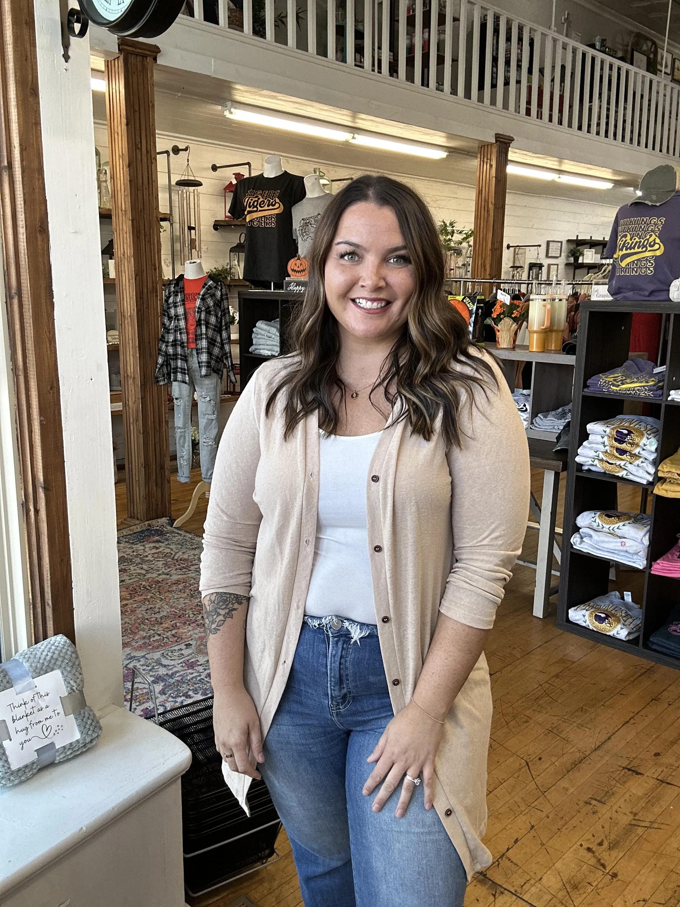 Tan Open Front Cardigan