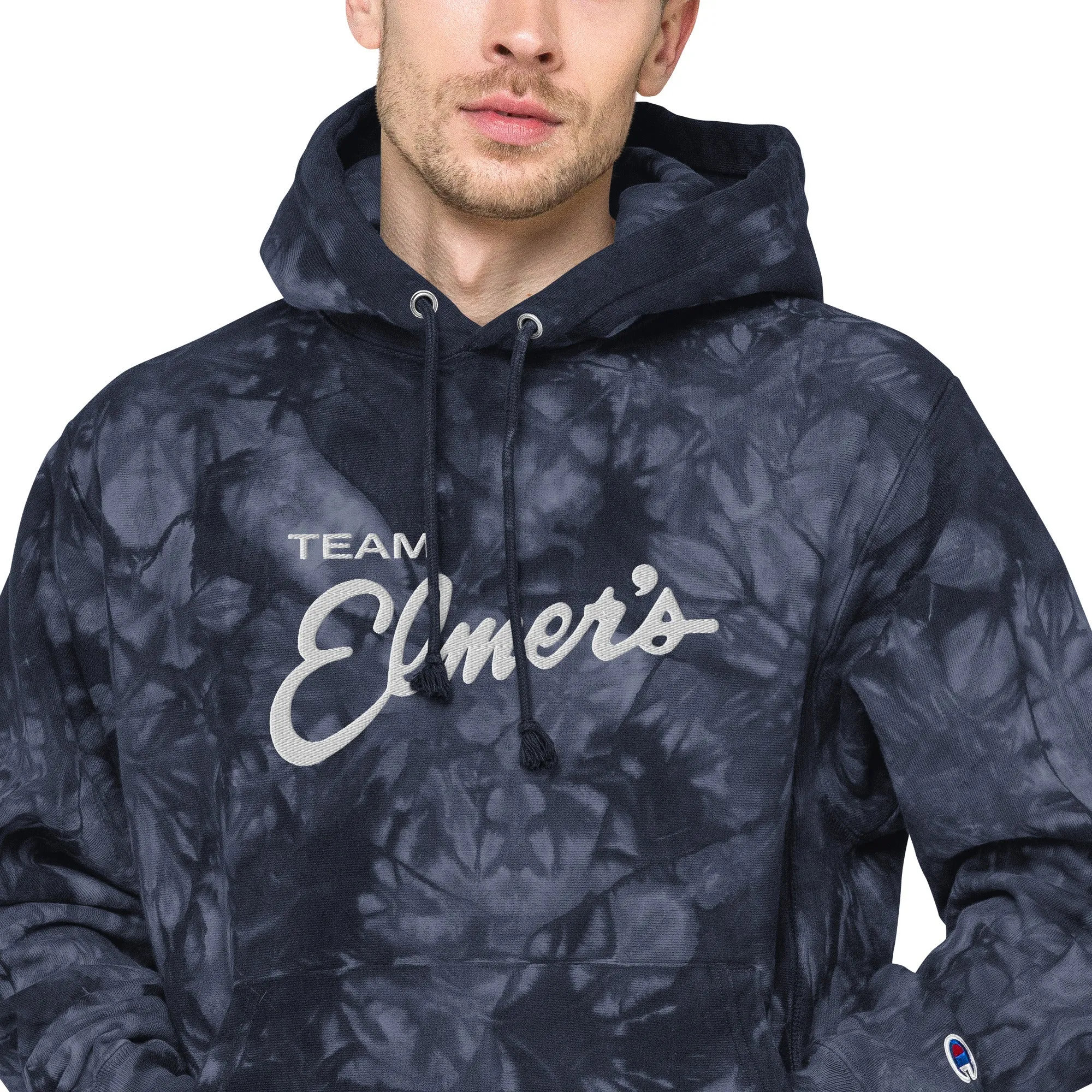 Team Elmer's Embroidered Unisex Tie-Dye Champion Heavy Weight Hoodie