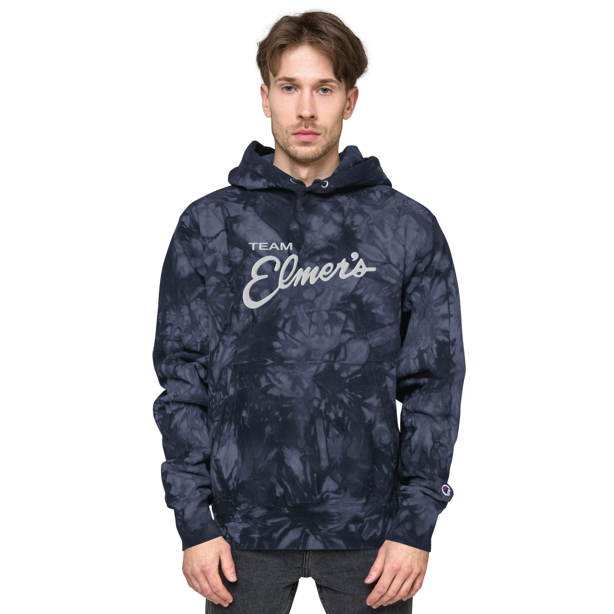 Team Elmer's Embroidered Unisex Tie-Dye Champion Heavy Weight Hoodie