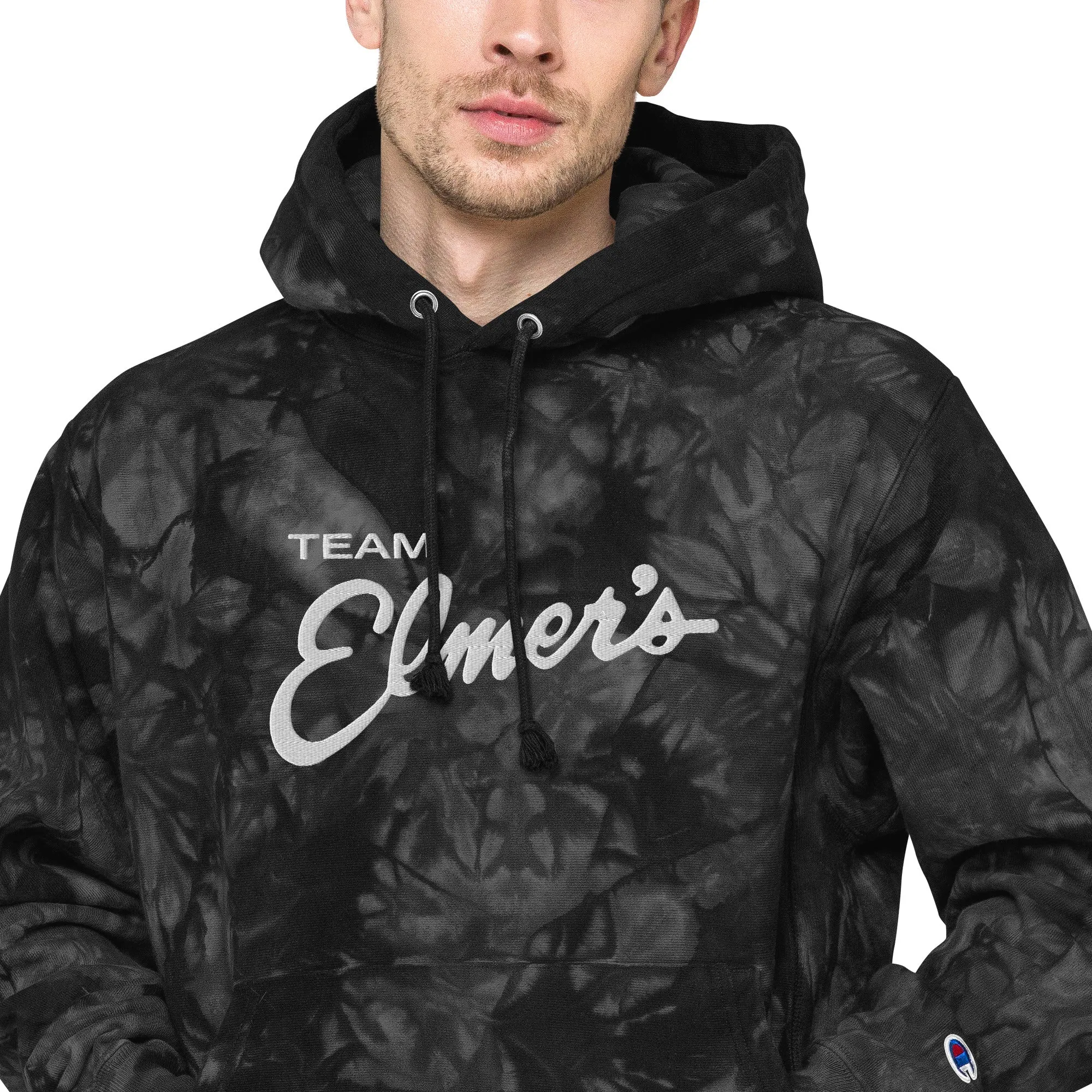 Team Elmer's Embroidered Unisex Tie-Dye Champion Heavy Weight Hoodie