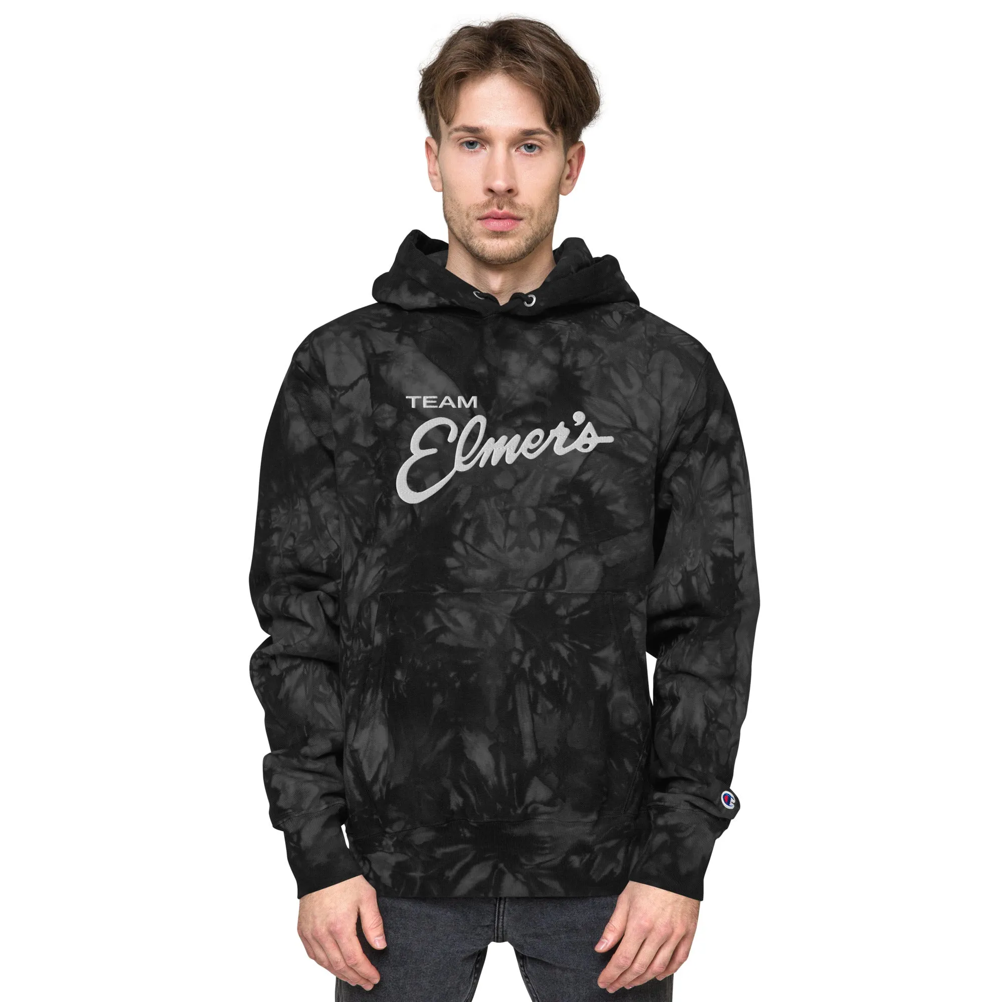 Team Elmer's Embroidered Unisex Tie-Dye Champion Heavy Weight Hoodie