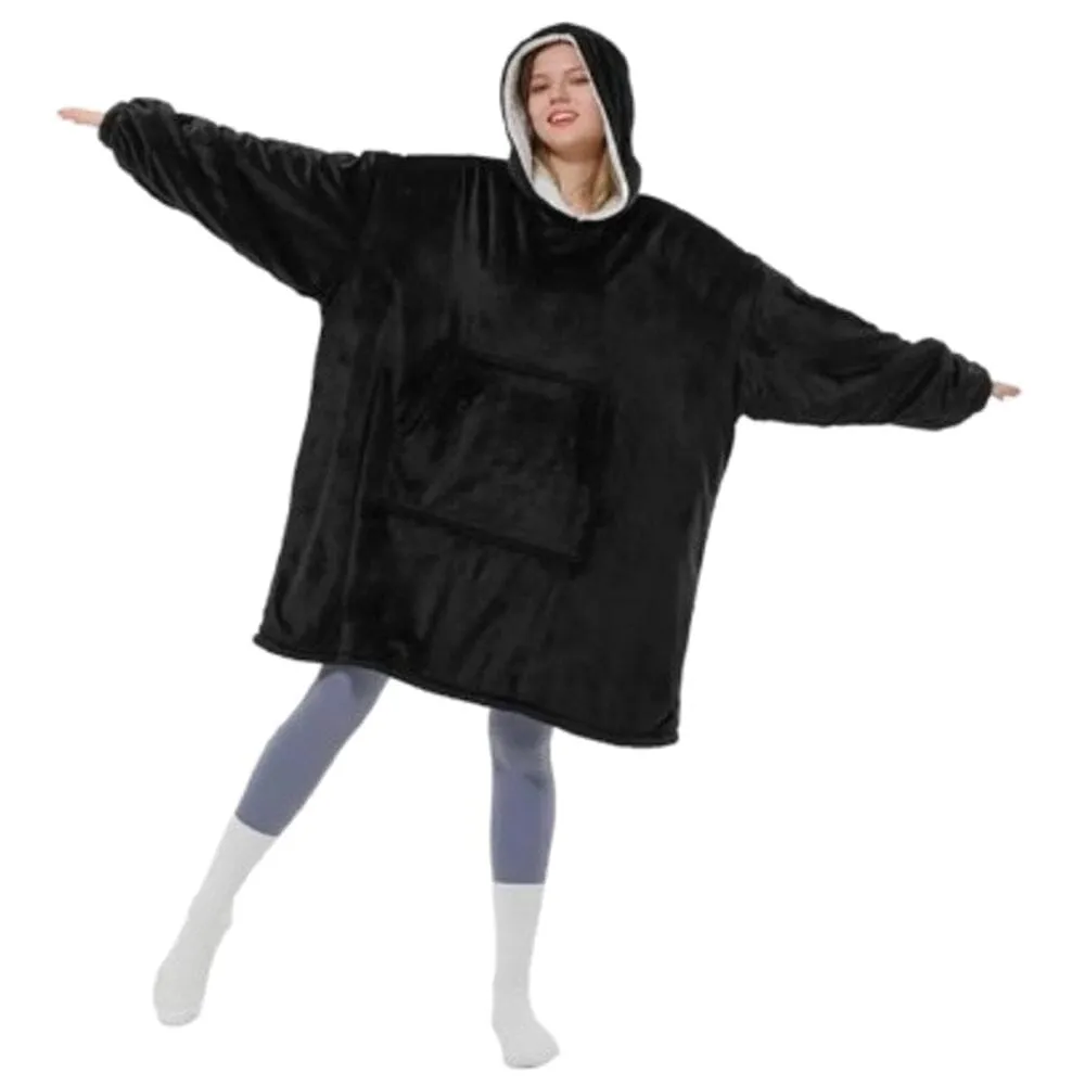 Unisex Sherpa Lined Wearable Hooded Blanket