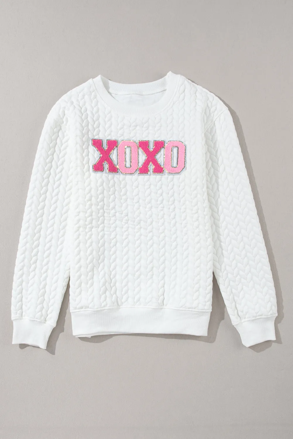 White Merry and Bright Quilted Sweatshirt