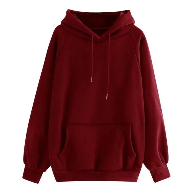 Women's Solid Color Hooded Sweater